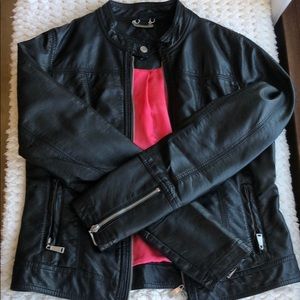 Jou-Jou Faux Black Leather Jacket